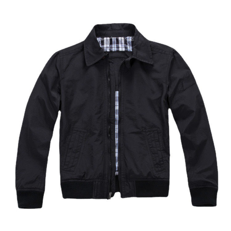 Men's Lightweight Bomber Jacket with Zipper and Checked Lining Mune Fashion
