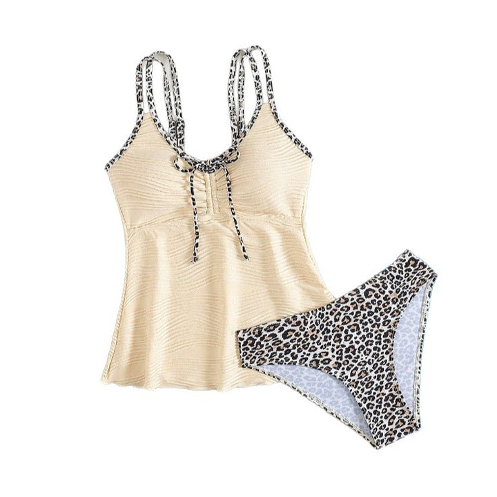Women's tankini with stylish ruffled top and animal print Mune Fashion
