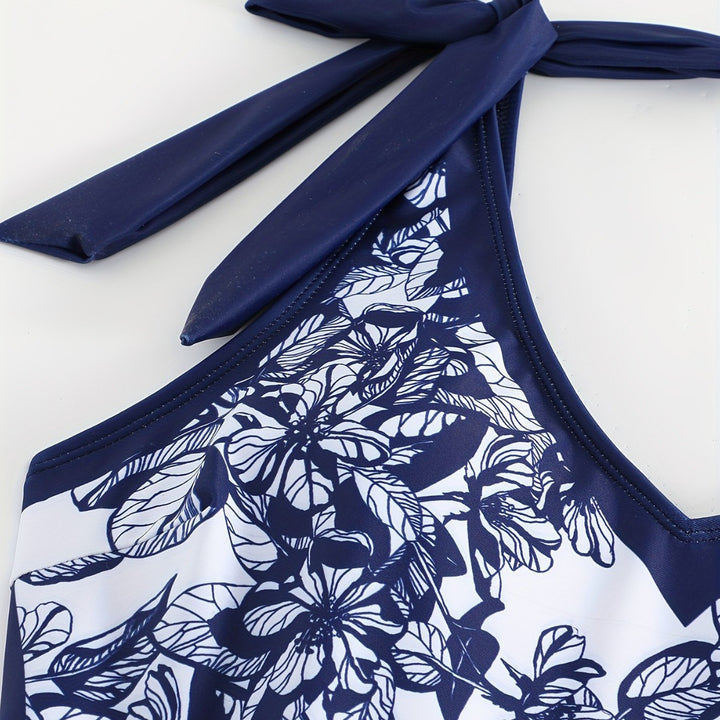 Women's One-Piece Swimsuit with Floral Overlay Mune Fashion