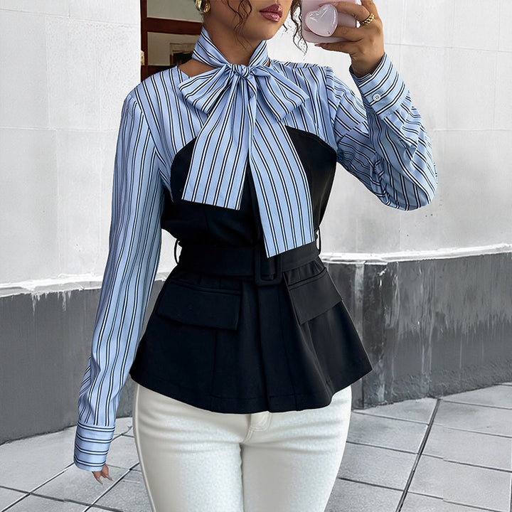 Women Fashionable Blouse with Bow Details Mune Fashion