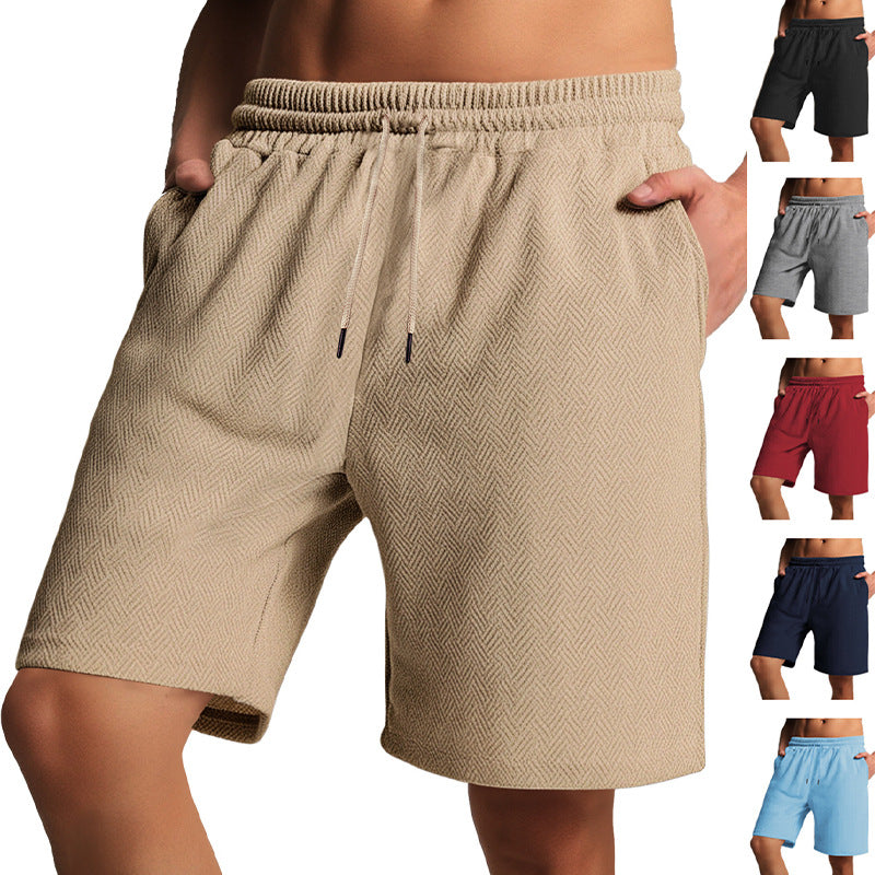 Men's terry shorts with herringbone texture, elastic drawstring waistband, and side pockets Mune Fashion