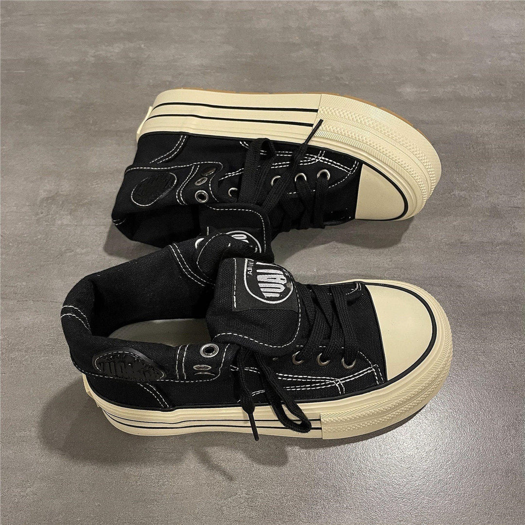 Women's High-Top Sneakers with Thick Rubber Sole and Side Zipper Mune Fashion