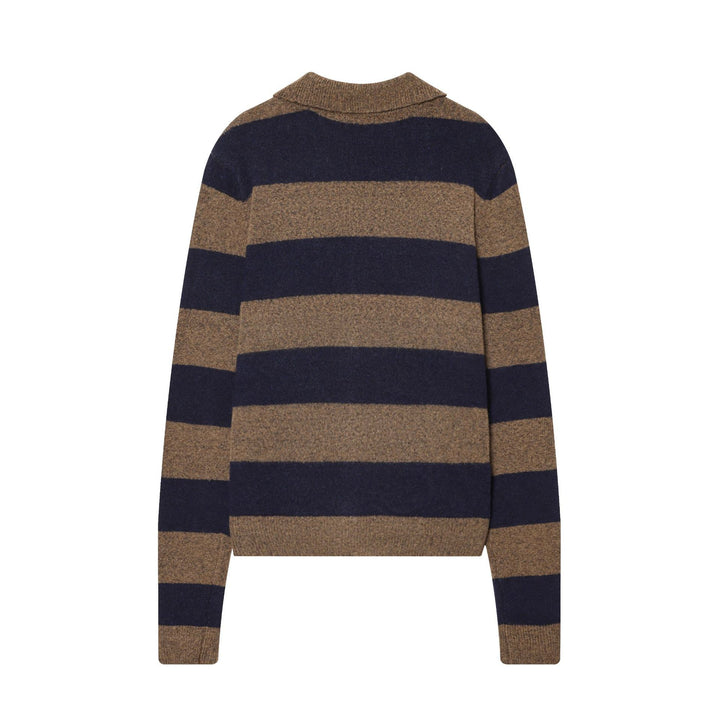 Women's striped cardigan with shirt collar, button placket, and boxy fit Mune Fashion