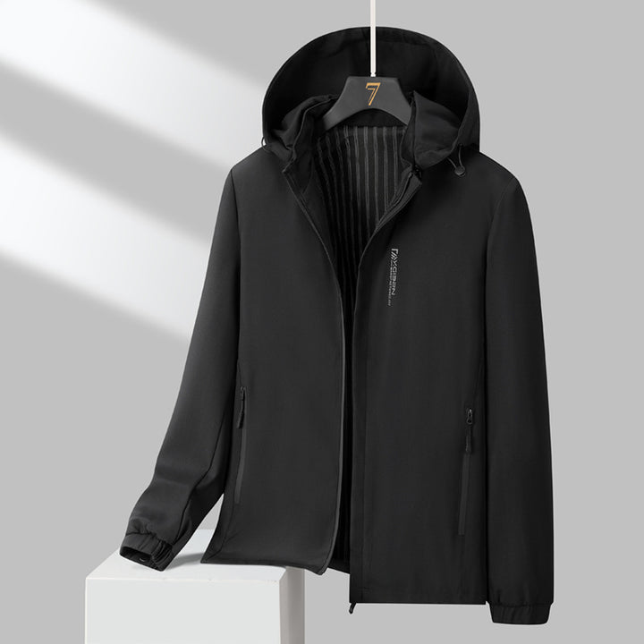 Men's Minimalistic Hooded Softshell Jacket with Sealed Zippers and Elastic Cuffs Mune Fashion