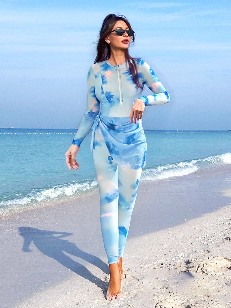 Women's Long Sleeve Swimsuit with Trendy Wrap Design Mune Fashion