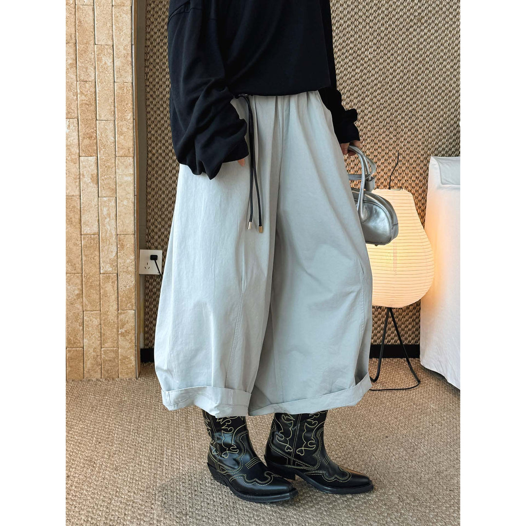 Women Extra-wide Balloon Culotte made of cotton twill with drawstring and fold-over waistband Mune Fashion