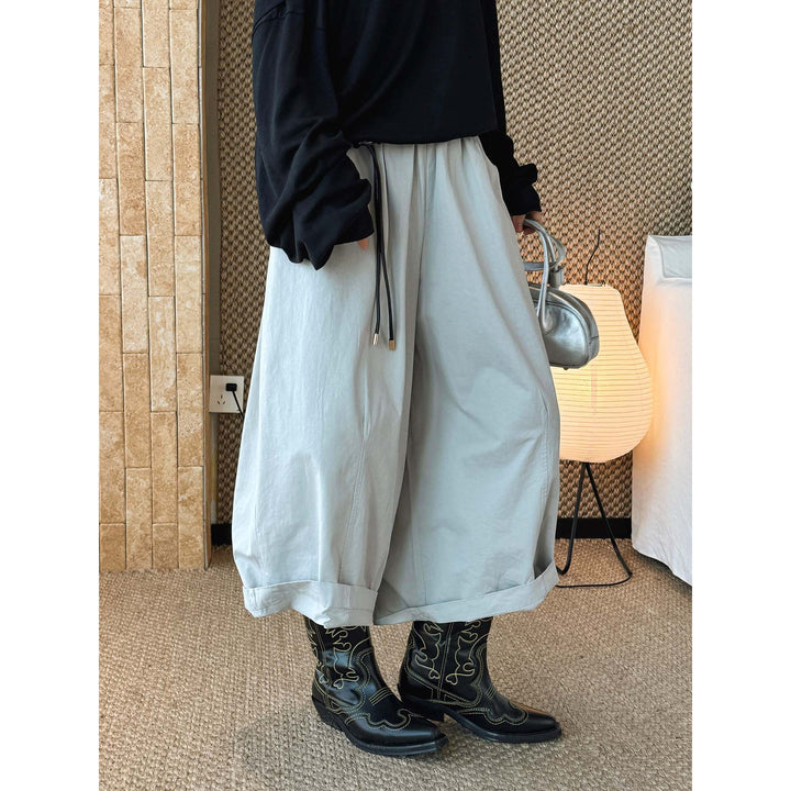 Women Extra-wide Balloon Culotte made of cotton twill with drawstring and fold-over waistband Mune Fashion