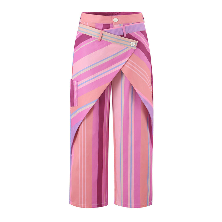 Women's Wrap Pants with Wide Leg and Asymmetrical Overlay Mune Fashion