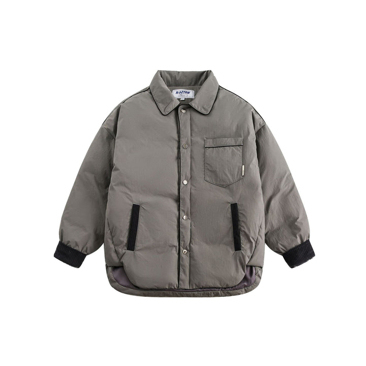 Unisex Short Cut Quilted Blouson Jacket with Shirt Collar and Cord Cuffs Mune Fashion