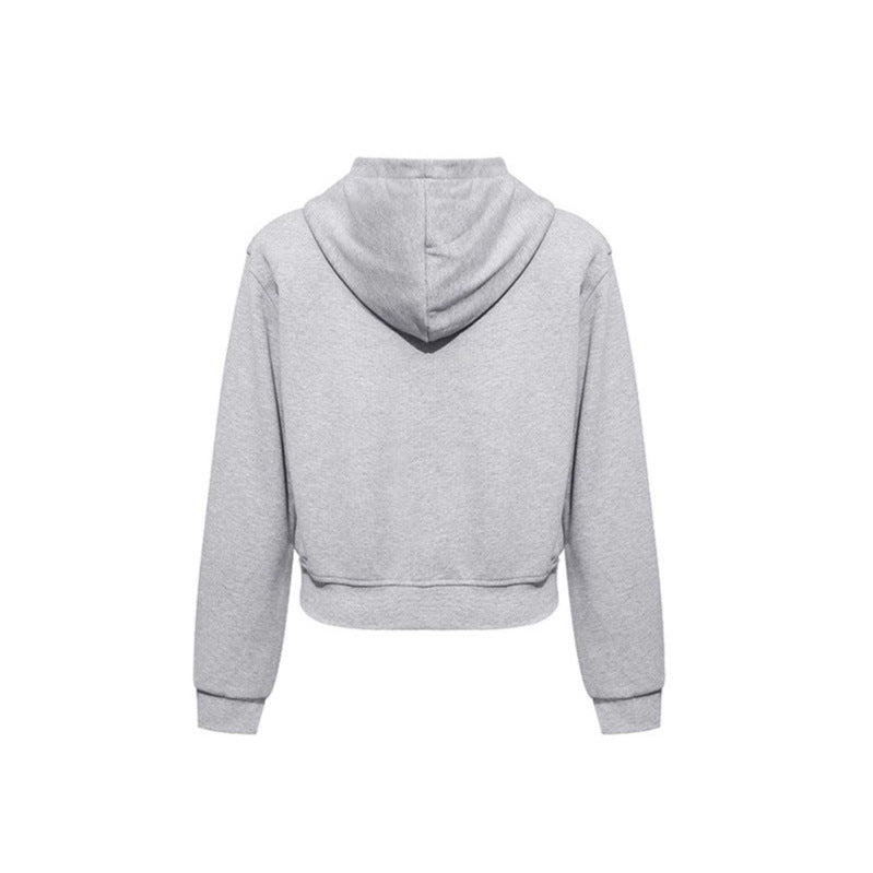 Women's Short Fitted Hoodie Sweat Jacket with Two-Way Zipper and Pockets Mune Fashion