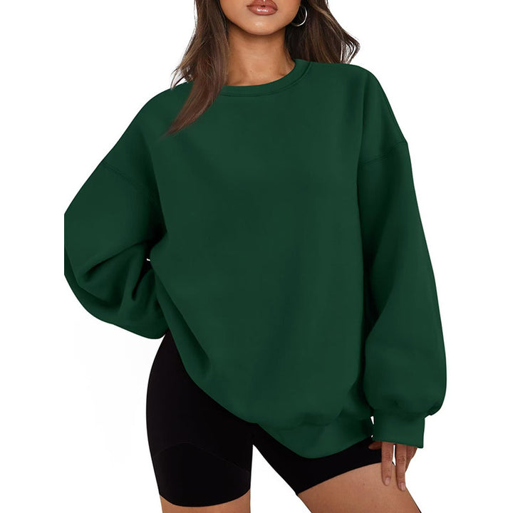 Women's oversized crew neck sweatshirt with dropped shoulder, soft fleece lining, and ribbed cuffs Mune Fashion