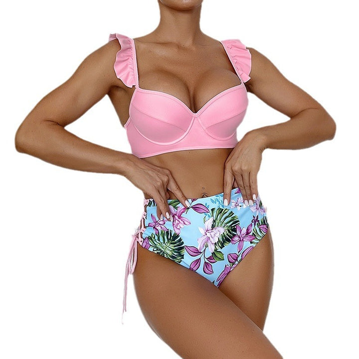 Women's High-Waisted Bikini Set with Elegant Ruffle Design Mune Fashion