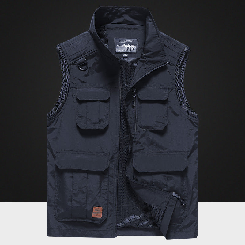 Men's Multifuntional Outdoor Vest with Breathable Mesh Lining and Multiple Pockets Mune Fashion