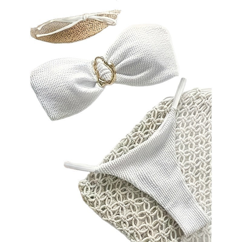 Women Premium Bikini Set with Texture and Gold Decoration Mune Fashion
