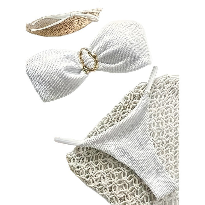 Women Premium Bikini Set with Texture and Gold Decoration Mune Fashion