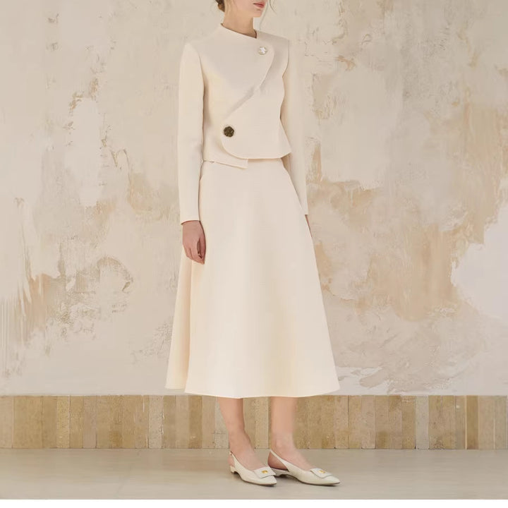 Ladies Elegant cropped blazer jacket with asymmetric cut Mune Fashion