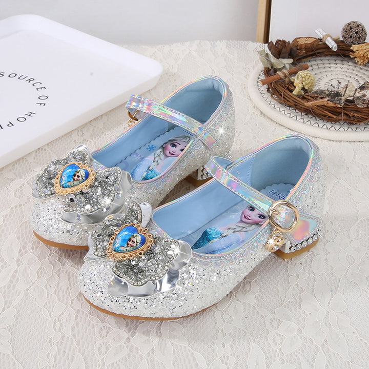 Girls Festive Glitter Ballerinas with Flower Appliqué Mune Fashion