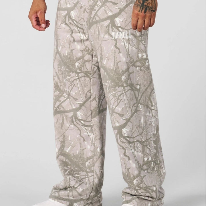 Men's Loose Camouflage Jogging Pants with Elastic Comfort Waistband and Thigh Logo Mune Fashion
