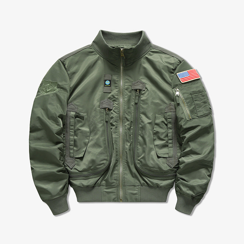 Men's Fashionable Bomber Jacket with Multiple Pockets Mune Fashion