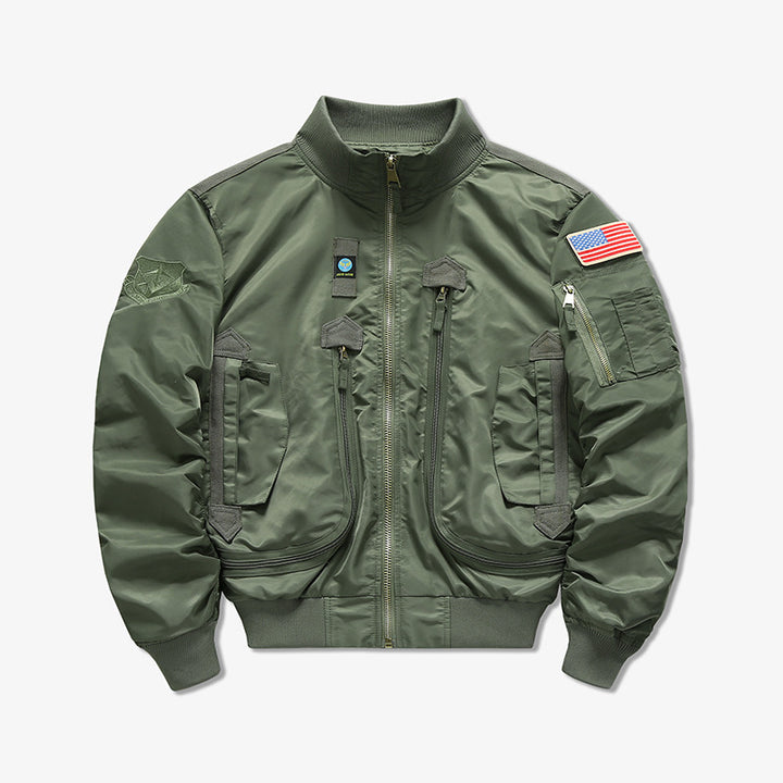Men's Fashionable Bomber Jacket with Multiple Pockets Mune Fashion