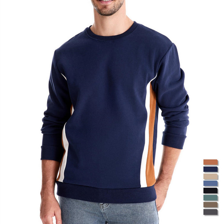 Men's round neck sweatshirt made of cotton blend with contrasting side piping and slim silhouette Mune Fashion