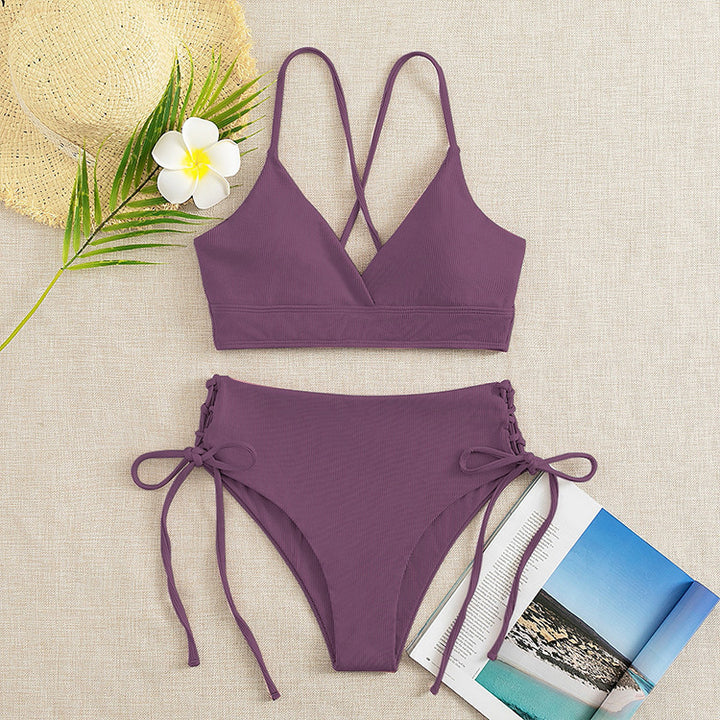 Women's triangle bikini with adjustable straps and high leg cuts Mune Fashion