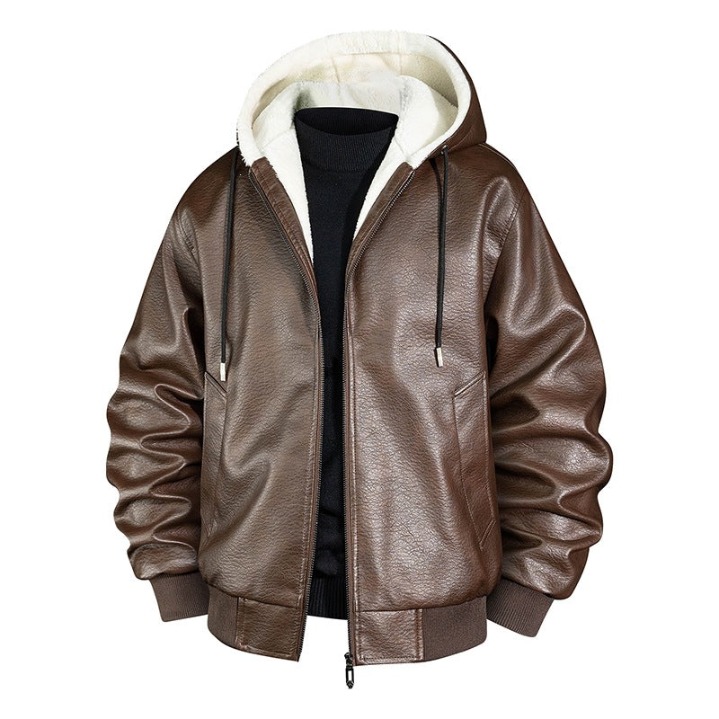 Men Cool Faux Leather Jacket with Cozy Inner Lining Mune Fashion