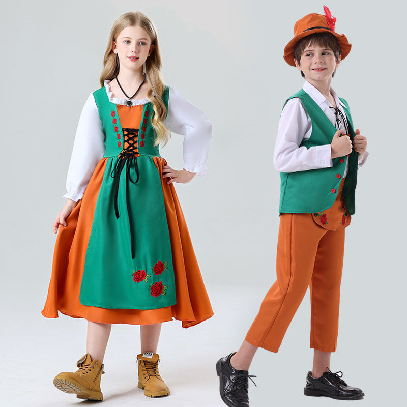 Ladies nan folkloric children's dirndl with laced bodice and embroidered apron Mune Fashion