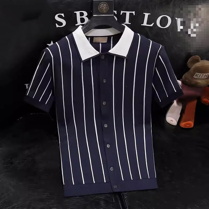 Men Stylish Short Sleeve Knit Shirt Mune Fashion