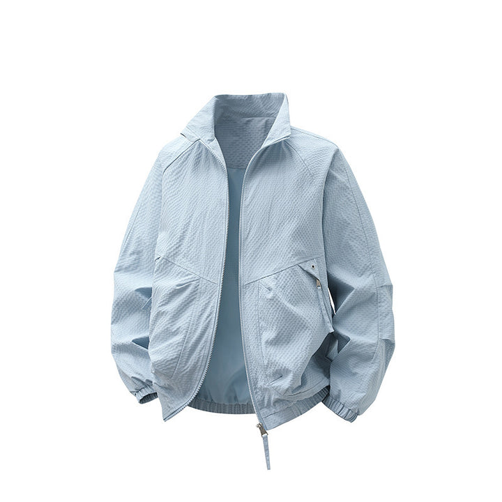 Men Lightweight Windbreaker with High Collar Mune Fashion