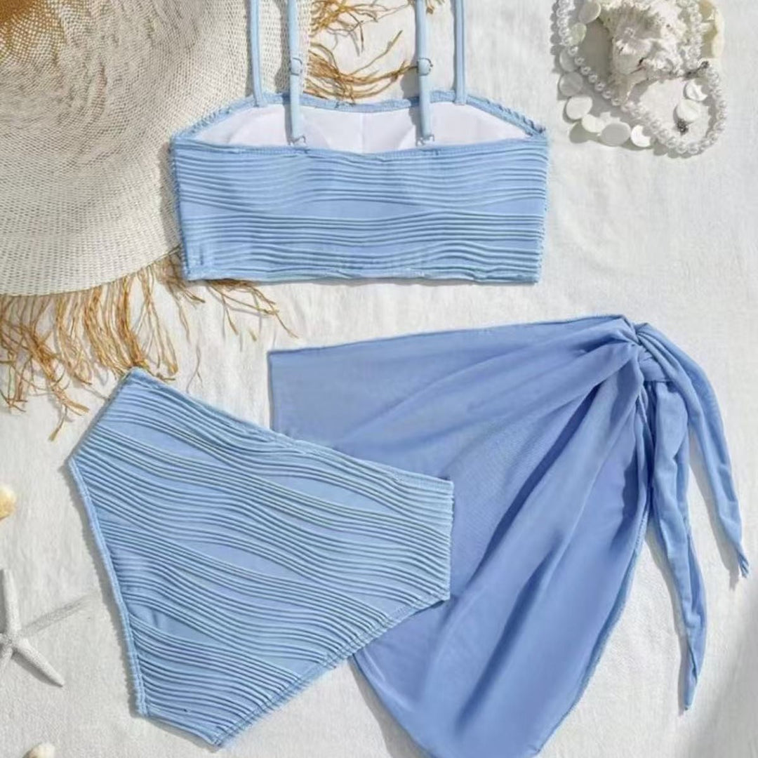 Women's bikini set with high-waisted bottoms and fashionable ruffle design Mune Fashion