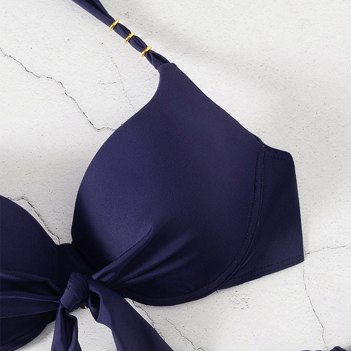 Women's triangle bikini set with playful ties and floral design Mune Fashion