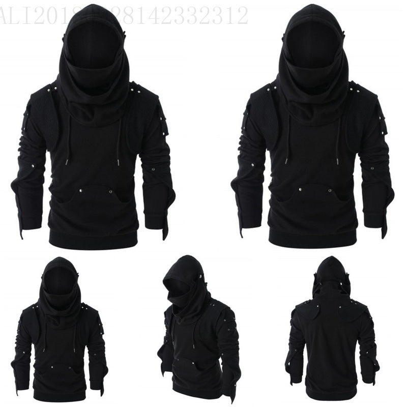 Men's Stylish Hoodie with Innovative Collar and Practical Pockets Mune