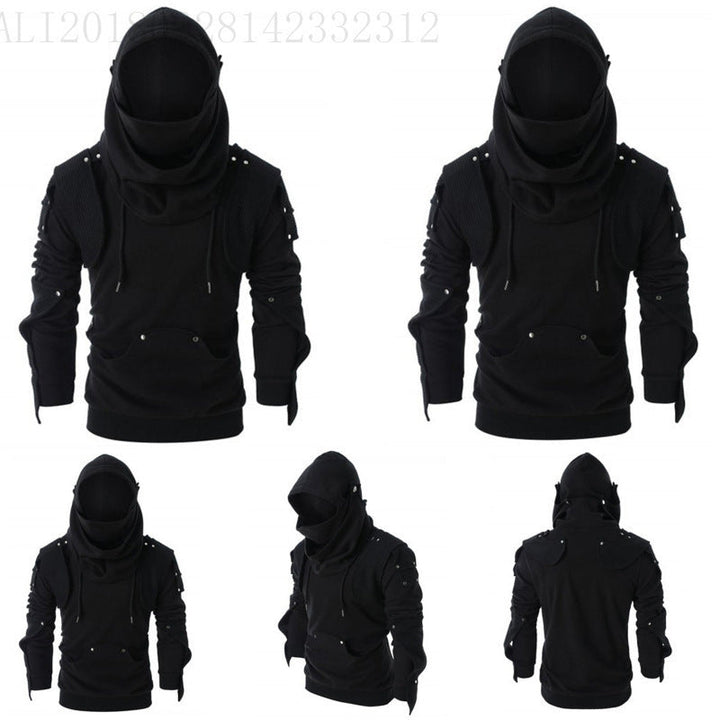 Men's Stylish Hoodie with Innovative Collar and Practical Pockets Mune