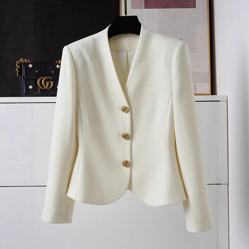 Women's Elegant Blazer with Golden Button Detail Mune Fashion