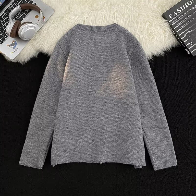 Women's short fine knit cardigan with full zip and side pockets Mune Fashion