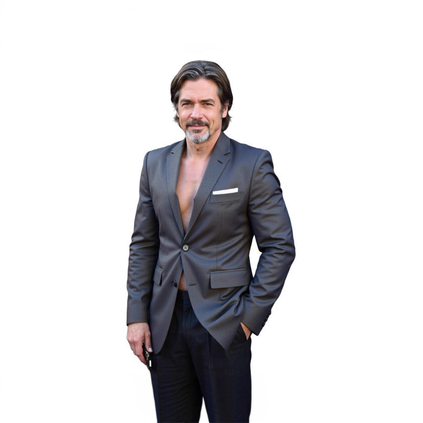 Men's tailored business blazer made of stretch fabric with chest pocket and slim silhouette Mune Fashion
