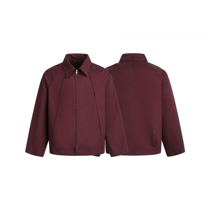 Men's Boxy Zip Jacket with Raglan Sleeves and Distinctive Seams Mune Fashion