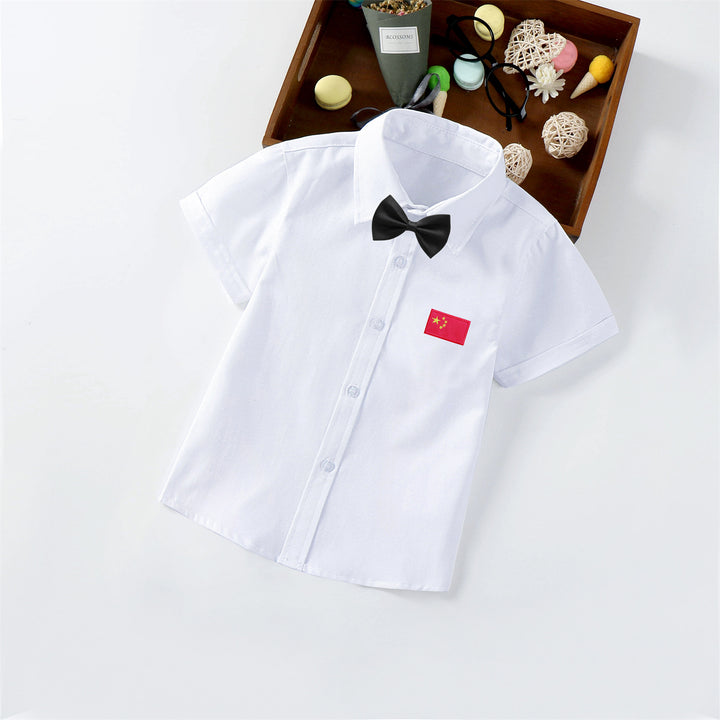 Ladies short sleeve shirt with elegant appliqué Mune Fashion