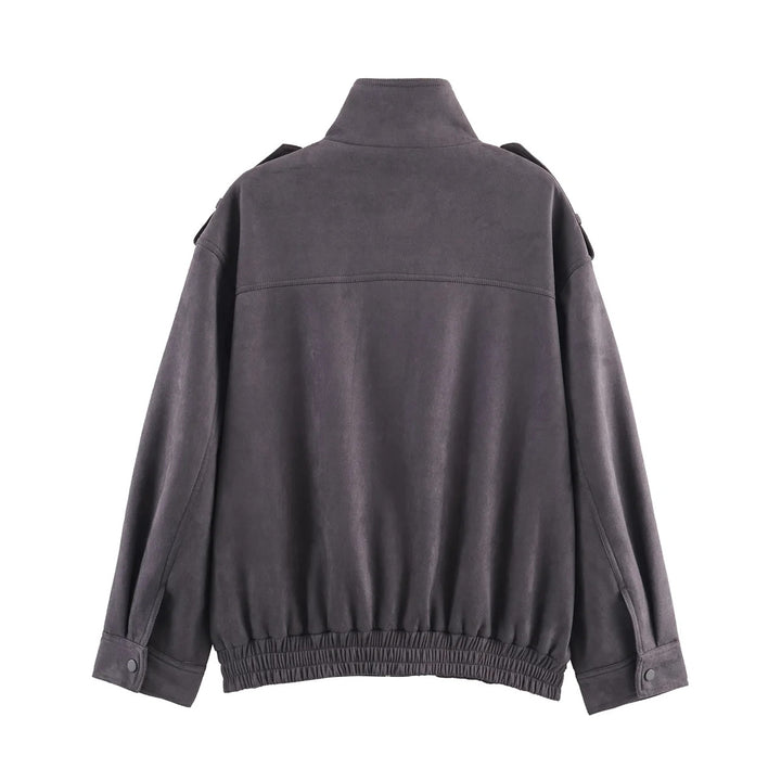 Men's nan utility field jacket with shoulder flaps, appliqué patch pockets, concealed zipper, and elastic hem Mune Fashion