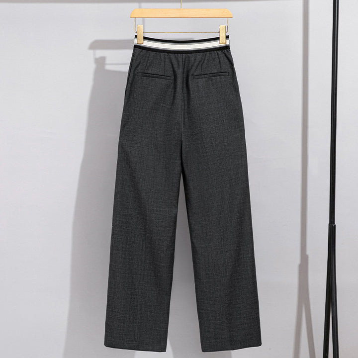 Women's wide suit pants with sporty elastic waistband and pleats Mune Fashion