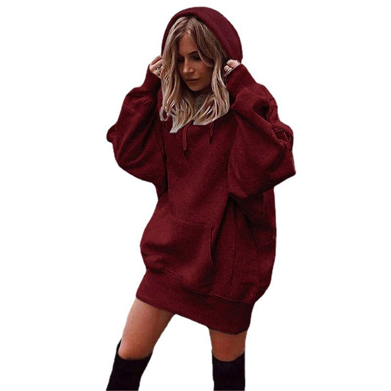 Women Oversized Hoodie Dress with Kangaroo Pocket Mune Fashion