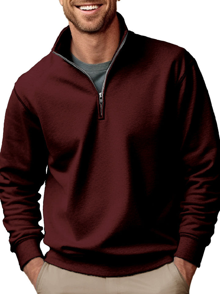 Men's half-zip sweatshirt with stand-up collar and soft fleece interior lining Mune Fashion