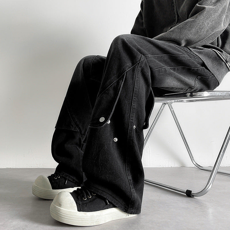 Women Wide-Cut Jeans with Creative Design Mune Fashion