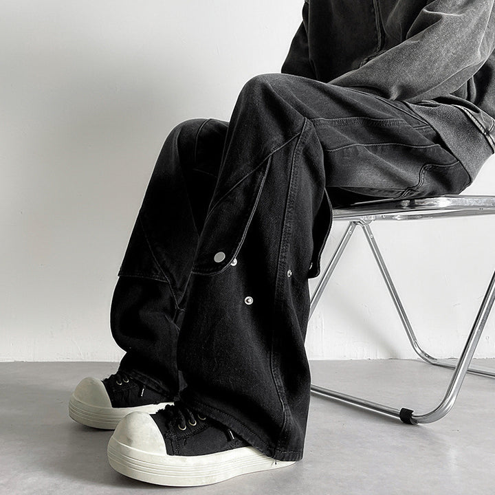 Women Wide-Cut Jeans with Creative Design Mune Fashion