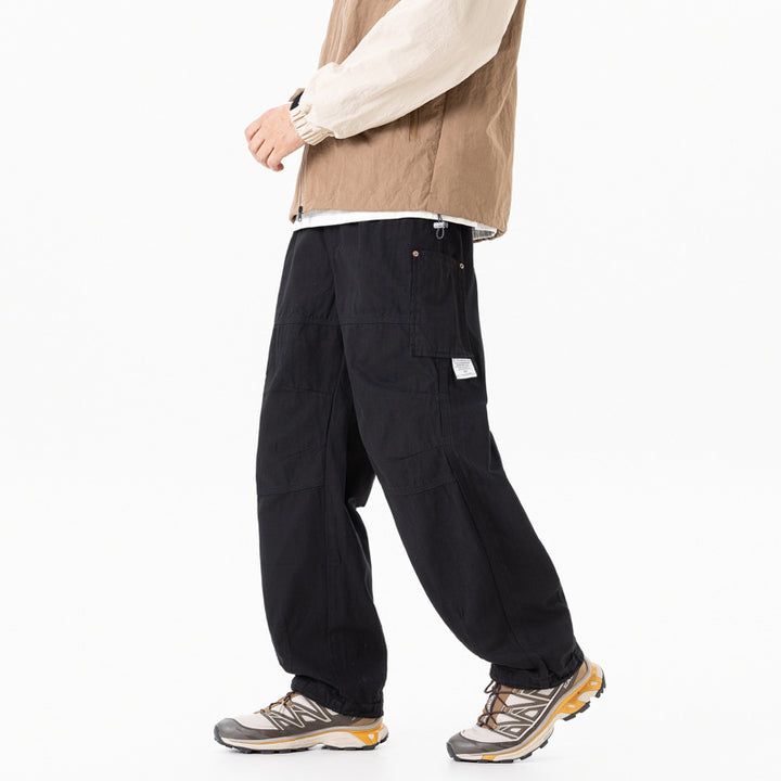 Men's relaxed utility pants with elastic waistband, reinforced knees, and corded hem Mune Fashion