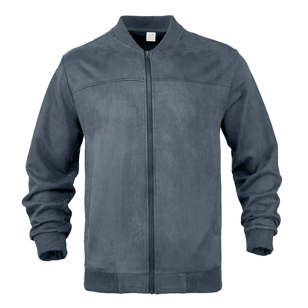 Men's subtle velour bomber jacket with stand-up collar, full zip and ribbed cuffs Mune Fashion