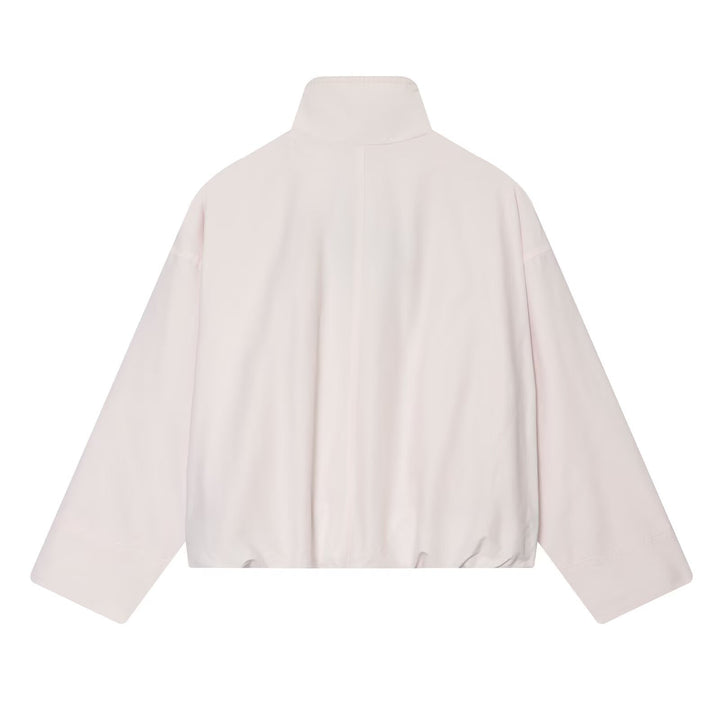 Women Cropped Boxy Transitional Jacket with High Funnel Neck and Two-Way Zipper Mune Fashion
