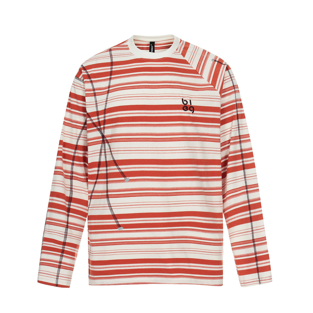 Unisex Striped Long Sleeve Shirt with Contrasting Decorative Seams Mune Fashion