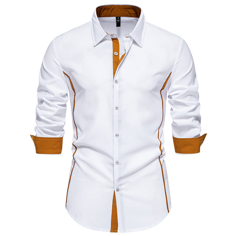 Men's Long-Sleeve Shirt with Contrast Stitching and Modern Cut Mune